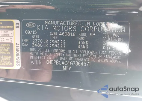 2016 Kia Sportage Lx from USA, damaged, VIN KNDPBCAC4G7864571